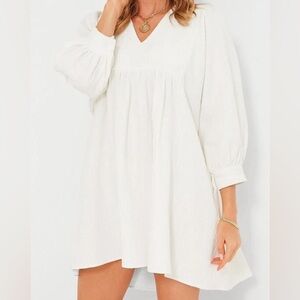Tuckernuck White V-Neck Babydoll Mini Dress